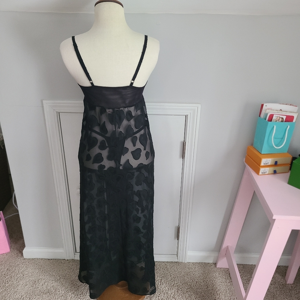 90s Vtg Victoria’s Secret Maxi Gown Size S Slip Dress Miracle Bra Heart Jacquard - Picture 8 of 16